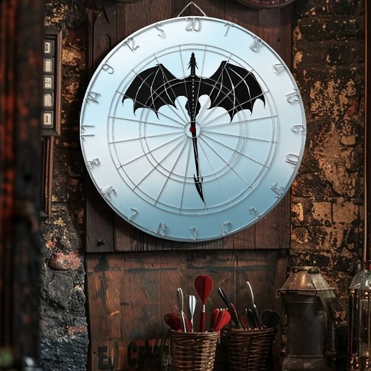 Black Tribal Flight Dragon Fantasy Blue Sky Dartbord