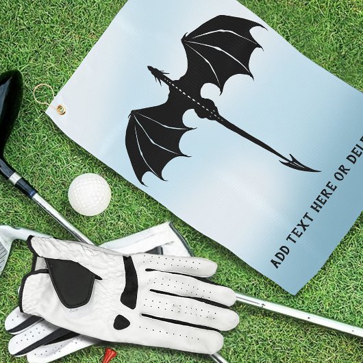 Black Tribal Flight Dragon Fantasy Blue Sky Golfhanddoek