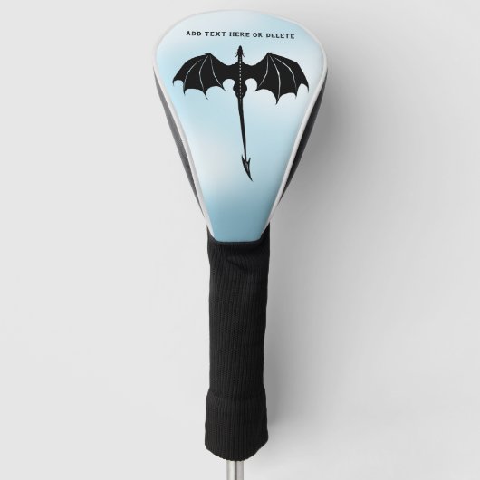 Black Tribal Flight Dragon Fantasy Blue Sky Golfheadcover (Voorkant)