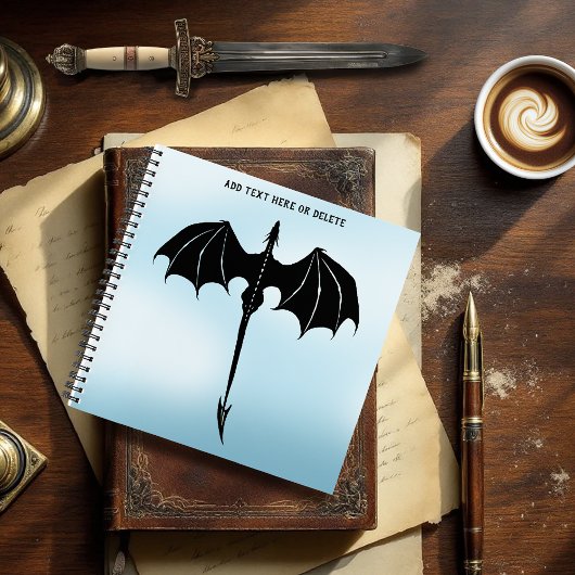 Black Tribal Flight Dragon Fantasy Blue Sky Notitieboek