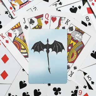Black Tribal Flight Dragon Fantasy Blue Sky Pokerkaarten