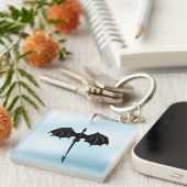 Black Tribal Flight Dragon Fantasy Blue Sky Sleutelhanger (Voorkant Rechts)