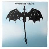 Black Tribal Flight Dragon Fantasy Blue Sky Tegeltje (Voorkant)