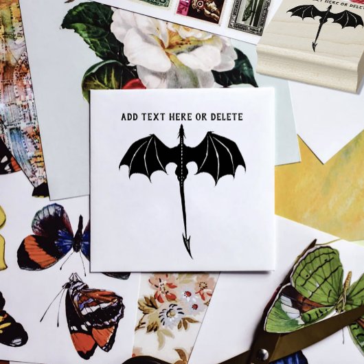 Black Tribal Flight Dragon Fantasy Rubberstempel