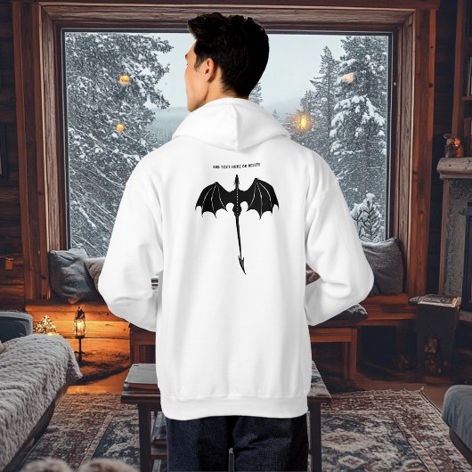 Black Tribal Flight Dragon Fantasy White Hoodie