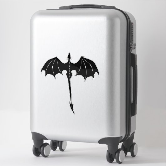 Black Tribal Flight Dragon Fantasy White Sticker (Koffer)