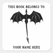 Black Tribal Flight Dragon Fantasy White Vierkante Sticker (Voorkant)