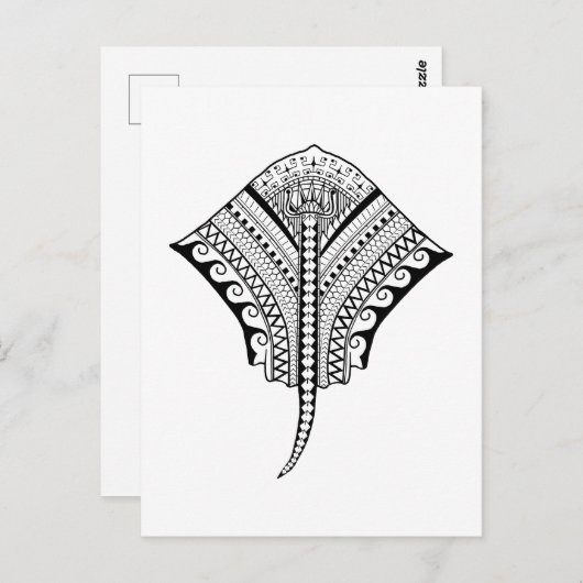 Black Tribal Stingray Manta Ray Briefkaart (Voorkant / Achterkant)