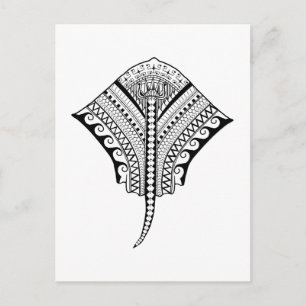 Black Tribal Stingray Manta Ray Briefkaart