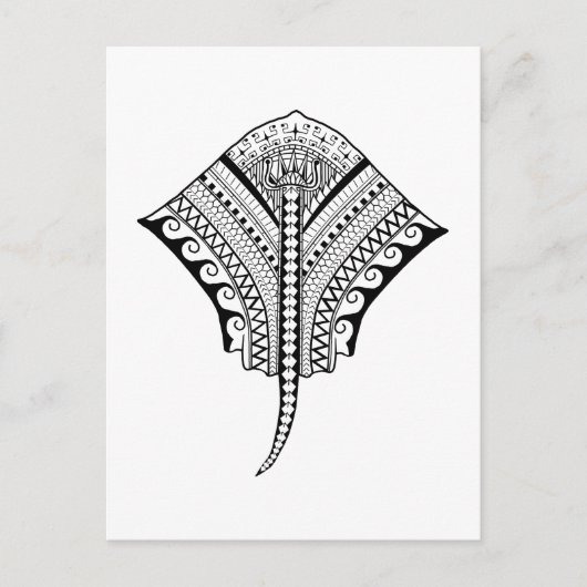Black Tribal Stingray Manta Ray Briefkaart (Voorkant)
