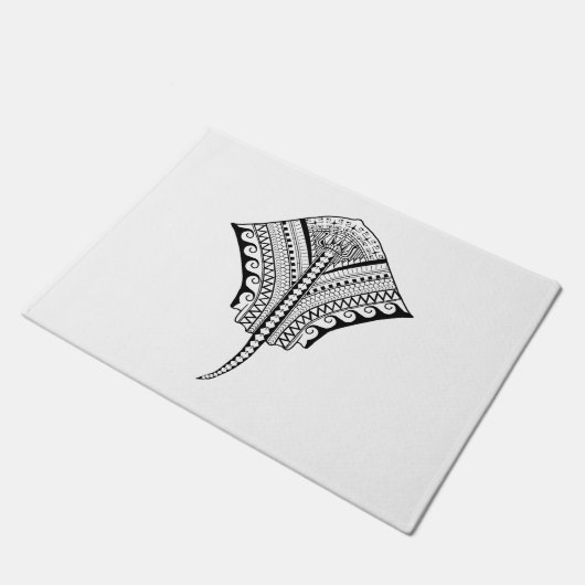 Black Tribal Stingray Manta Ray Deurmat (Schuin)