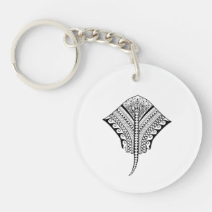 Black Tribal Stingray Manta Ray Sleutelhanger