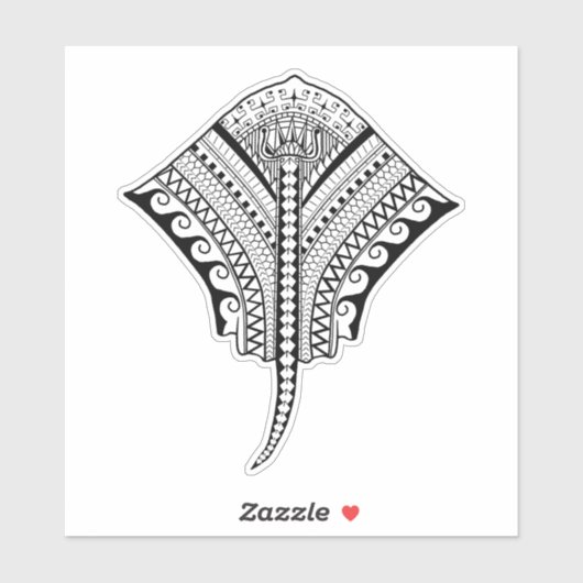 Black Tribal Stingray Manta Ray Sticker (Vel)