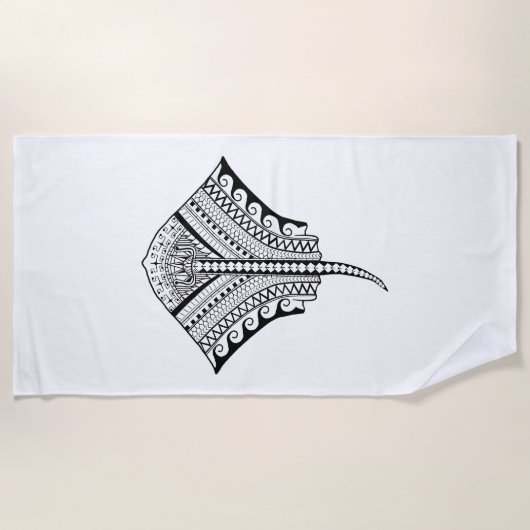 Black Tribal Stingray Manta Ray Strandlaken (Voorkant)