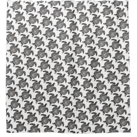 Black Tribal Turtle Pattern op White Douchegordijn (Voorkant)