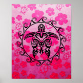 Black Tribal Turtle Poster (Voorkant)