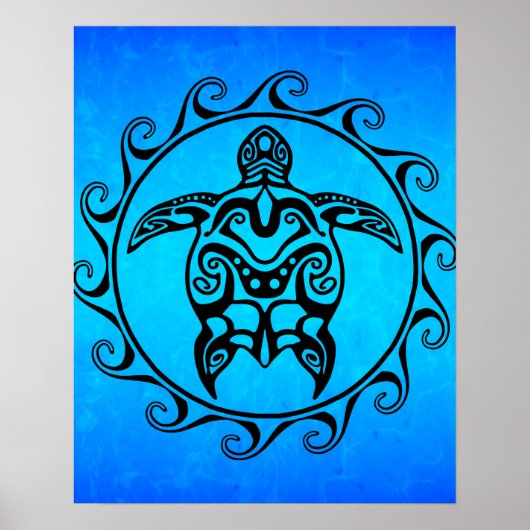 Black Tribal Turtle Poster (Voorkant)