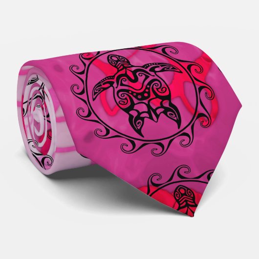 Black Tribal Turtle Stropdas (Opgerold)