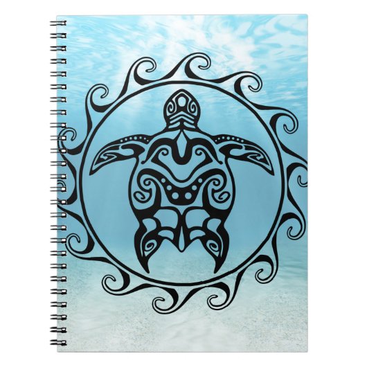 Black Tribal Turtle Sun Notitieboek (Voorkant)