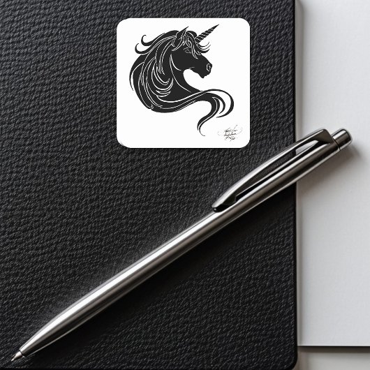 Black Tribal Unicorn Vierkante Sticker
