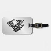 Black Tribal Wolf Bagagelabel (Voorkant horizontaal)