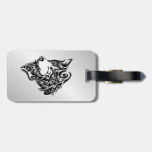 Black Tribal Wolf Bagagelabel (Achterkant horizontaal)