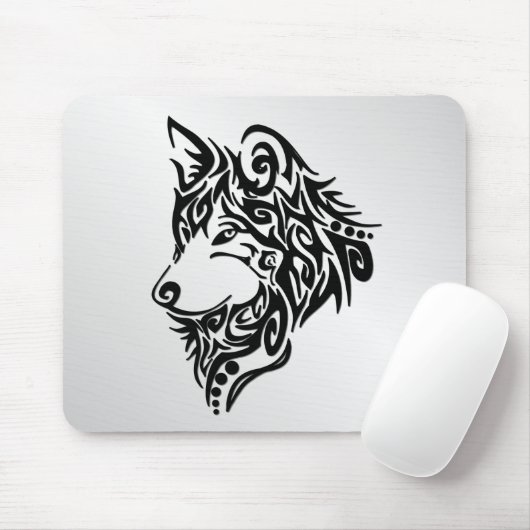 Black Tribal Wolf Muismat (Met muis)