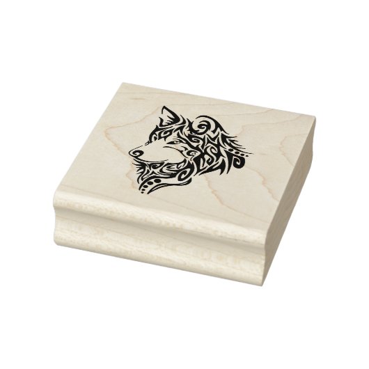 Black Tribal Wolf Rubberstempel (Stempel)