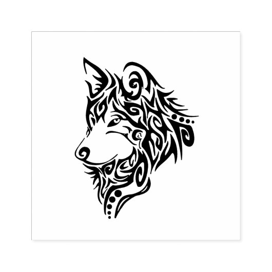 Black Tribal Wolf Rubberstempel (Afrduk)