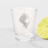 Black Tribal Wolf Shot Glas (Achterkant)