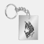 Black Tribal Wolf Sleutelhanger (Voorkant Links)