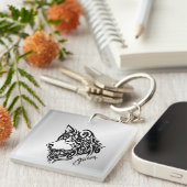 Black Tribal Wolf Sleutelhanger (Voorkant Rechts)