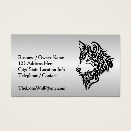 Black Tribal Wolf Visitekaartje (Voorkant)