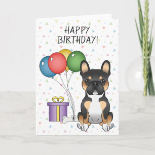 Black Tricolor French Bulldog Dog Happy Birthday Kaart