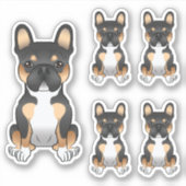 Black Tricolor French Bulldog / Frenchie Cute Dog Sticker (Voorkant)