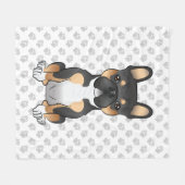 Black Tricolor French Bulldog Frenchie Dog & Paws Fleece Deken (Voorkant (Horizontaal))