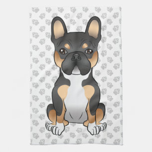 Black Tricolor French Bulldog Frenchie Dog & Paws Theedoek