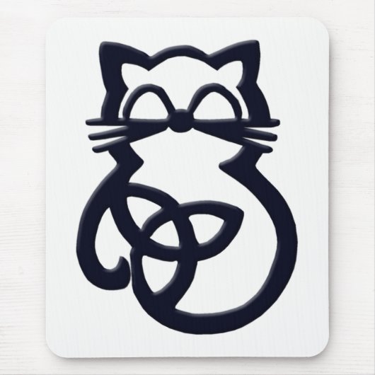 Black Trinity Knot Celtic Cat Mousepad Muismat (Voorkant)