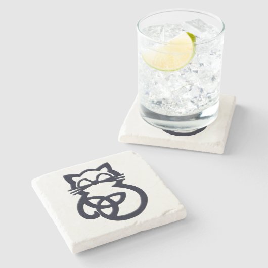 Black Trinity Knot Celtic Cat Onderzetter (Zijkant)