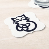 Black Trinity Knot Celtic Cat Onderzetters (Gekanteld)