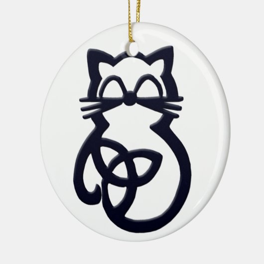 Black Trinity Knot Celtic Cat Ornament (Links)