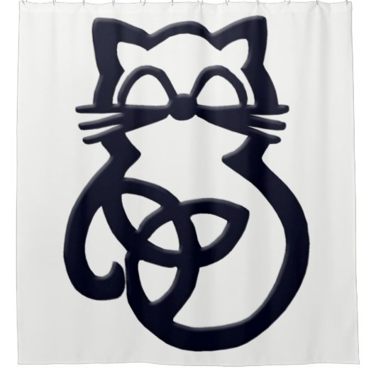 Black Trinity Knot Celtic Cat Shower Curtain Douchegordijn (Voorkant)
