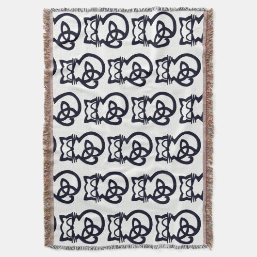 Black Trinity Knot Celtic Cat Throw Blanket Deken (Voorkant Verticaal)