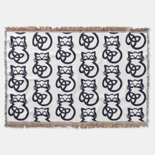 Black Trinity Knot Celtic Cat Throw Blanket Deken