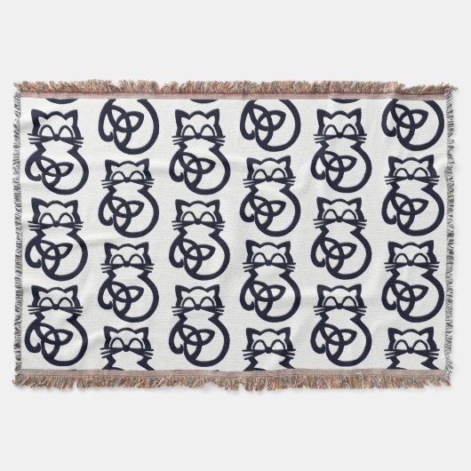 Black Trinity Knot Celtic Cat Throw Blanket Deken (Voorkant)