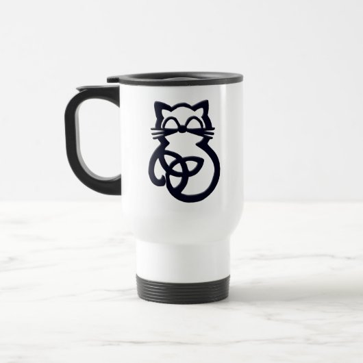 Black Trinity Knot Celtic Cat Travel Mug Reisbeker (Links)