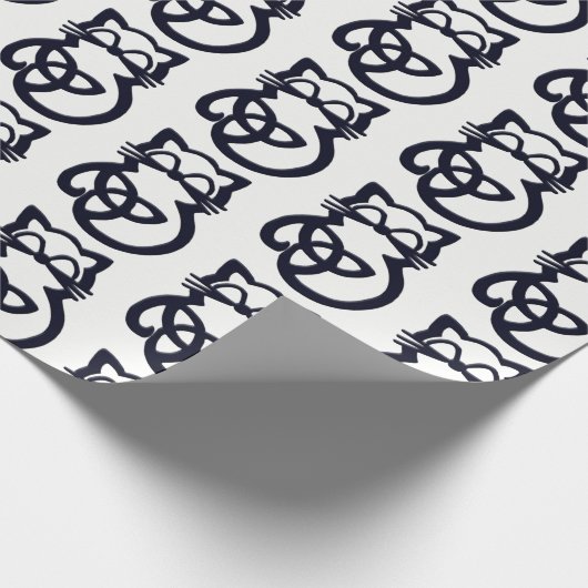 Black Trinity Knot Celtic Cat Wrapping Paper Cadeaupapier (Hoek)