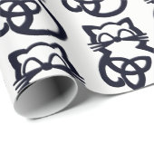 Black Trinity Knot Celtic Cat Wrapping Paper Cadeaupapier (Rol Hoek)