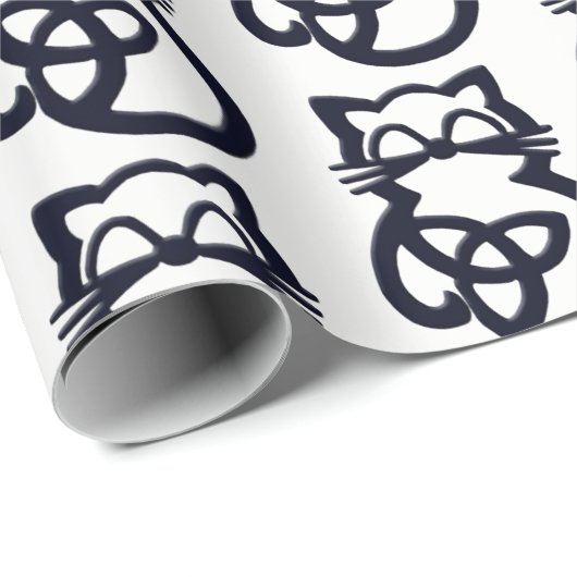 Black Trinity Knot Celtic Cat Wrapping Paper Cadeaupapier (Rol Hoek)