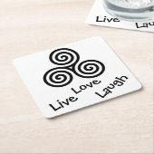Black Triple spiral Live Love Laugh op white Kartonnen Onderzetters (Schuin)